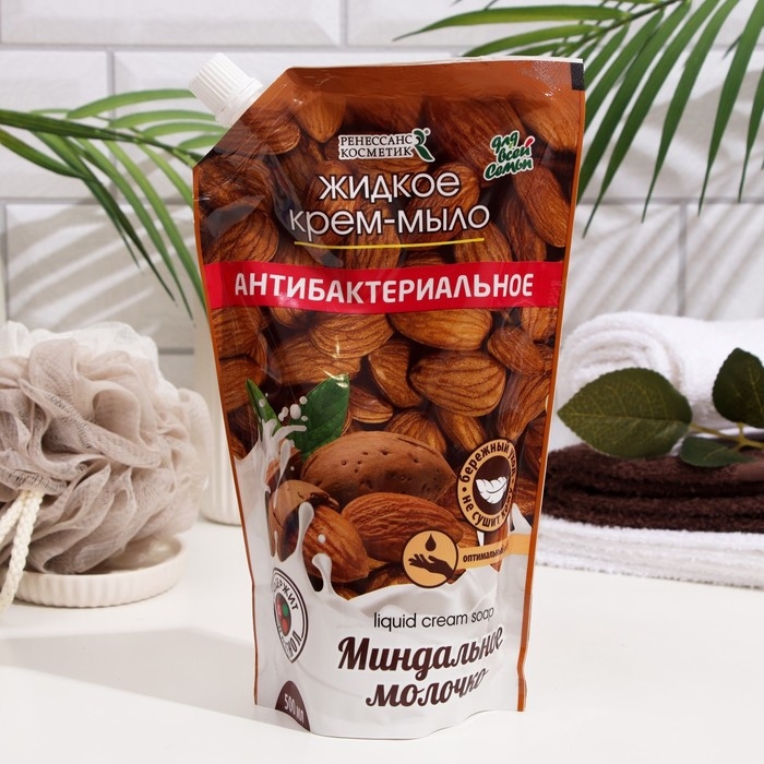 Жидкое крем-мыло  Жидкое крем-мыло "Миндальное молочко", антибактериальное, 500 мл