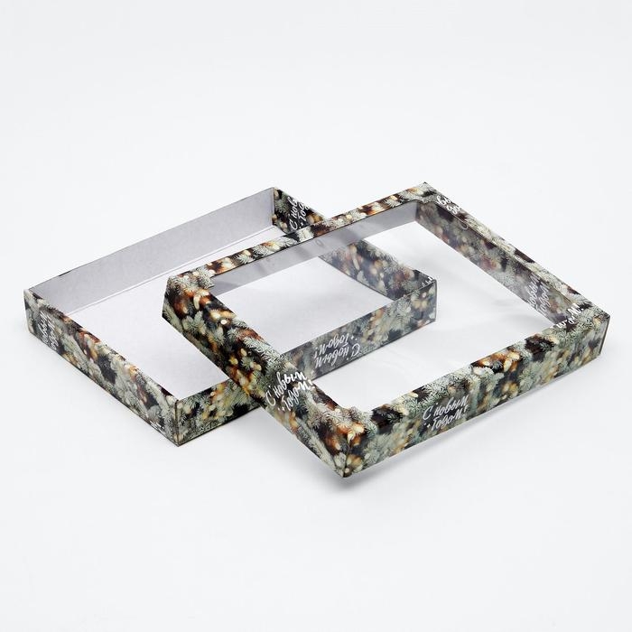 Новый год. Коробка сборная крышка-дно с окном, Новый год. Коробка сборная крышка-дно с окном, "Сказочный миг", 26 х 21 х 4 см.