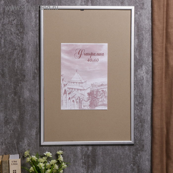 Фоторамка сосна с19 серебро 40х60 см (пластиковый экран) Фоторамка сосна с19 серебро 40х60 см (пластиковый экран)