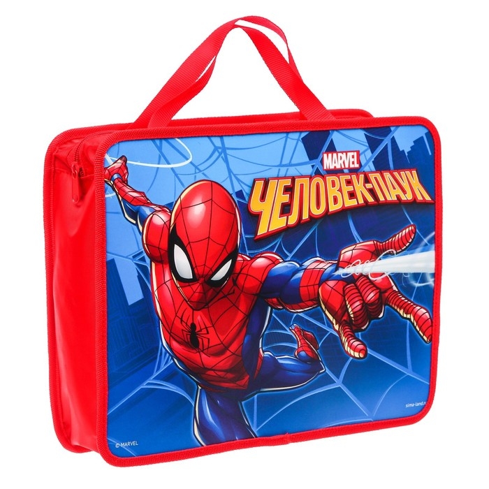 Папка пластиковая с ручками А4, на молнии, 75х330х260 мм, Человек-паук Папка пластиковая с ручками А4, на молнии, 75х330х260 мм, Человек-паук
