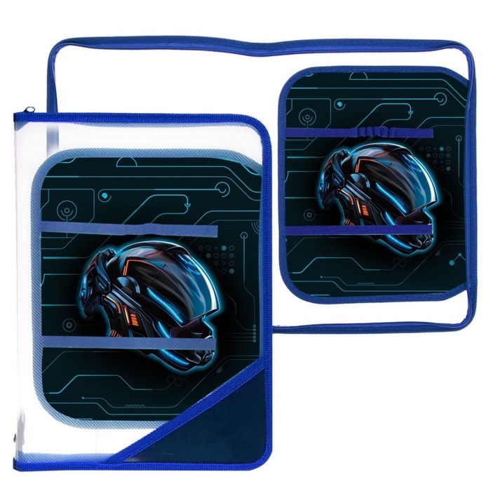 Папка для труда А4, 325 х 230 х 25 мм, молния вокруг, откидная планка, пластиковая, ПТР-1, Calligrata  Папка для труда А4, 325 х 230 х 25 мм, молния вокруг, откидная планка, пластиковая, ПТР-1, Calligrata "Мото шлем"