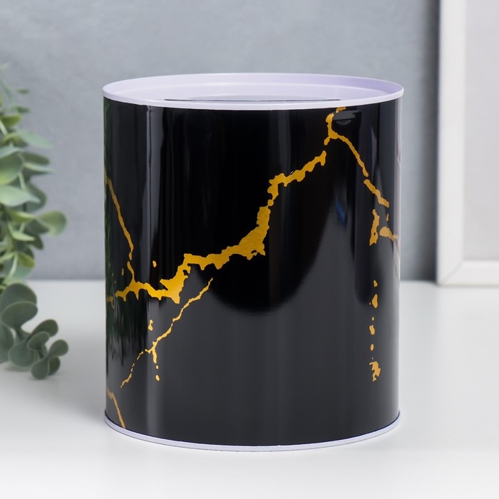 Копилка металл банка Копилка металл банка "Мрамор с золотыми трещинами" МИКС 15,5х13,5х13,5 см