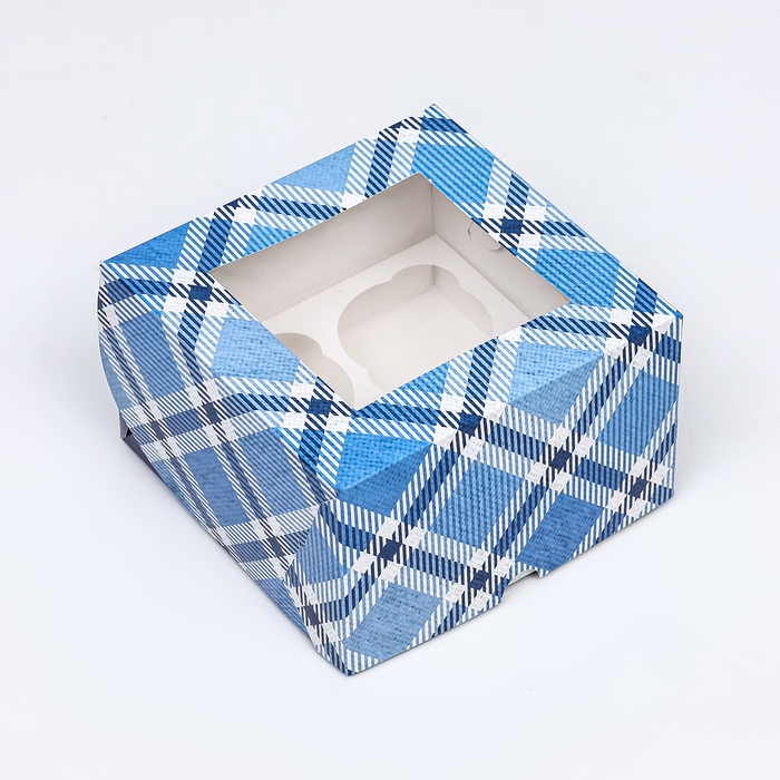 Коробка для 4 капкейков с окном , Коробка для 4 капкейков с окном , "Лучшему мужчине", 16 х 16 х 10 см