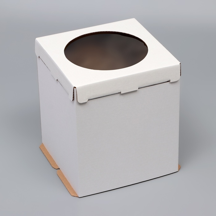 Кондитерская упаковка, с окном, Кондитерская упаковка, с окном, "Круг", белая, 50 х 50 х 50 см