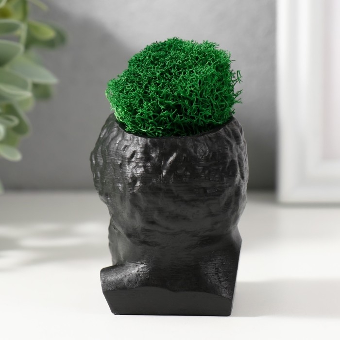 Кашпо бетонное  Кашпо бетонное "Прометей" высота 6,5 см, ширина 5 см черный со мхом (мох зелен. стабил)
