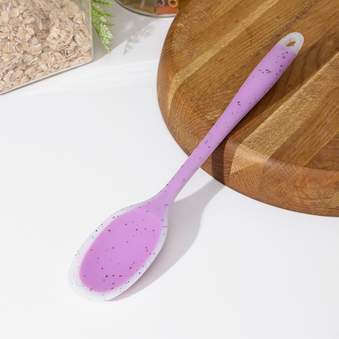 Ложка гарнирная Доляна «Леонардо», силикон, 27 см, цвет сиреневый Ложка гарнирная Доляна «Леонардо», силикон, 27 см, цвет сиреневый