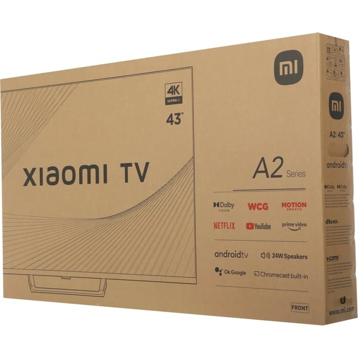 Телевизор Xiaomi Mi LED TV А2, 43 Телевизор Xiaomi Mi LED TV А2, 43", 3840x2160, DVB-T2/C/S2, HDMI 3, USB 2, Smart TV, черный