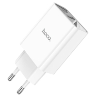 Сетевое зарядное устройство Hoco C100A, 1 USB, 1 Type-C, 18 Вт, 3 А, дисплей, PD + QC, белое