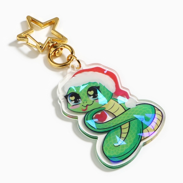 Брелок новогодний, для ключей, голографический «Новогодняя звезда» 3.6 х 9 см