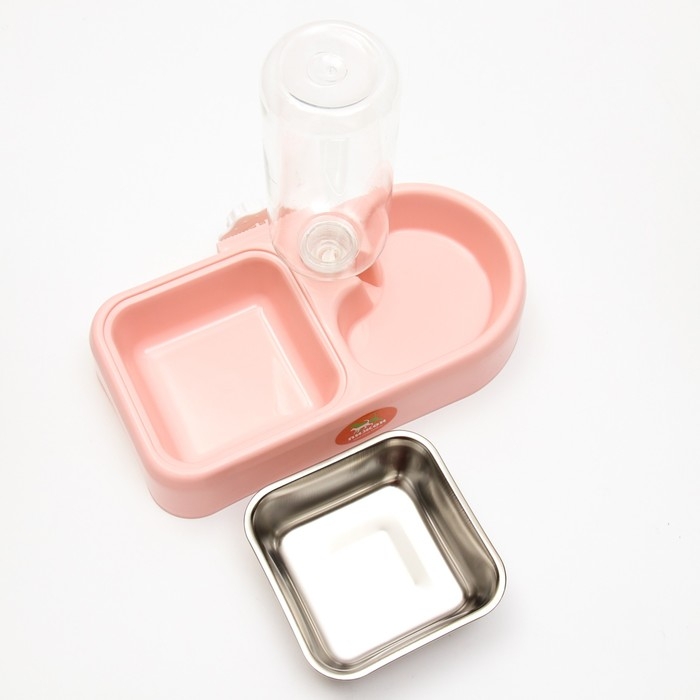 Комплекс автопоилка и автокормушка 26,5 х *16,5 х 22 см, розовый Комплекс автопоилка и автокормушка 26,5 х *16,5 х 22 см, розовый