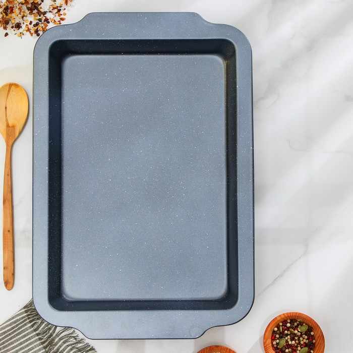 Противень Доляна «Прямоугольник. Элин», 40,5×27×4,5 см, антипригарное покрытие, цвет серый Противень Доляна «Прямоугольник. Элин», 40,5×27×4,5 см, антипригарное покрытие, цвет серый