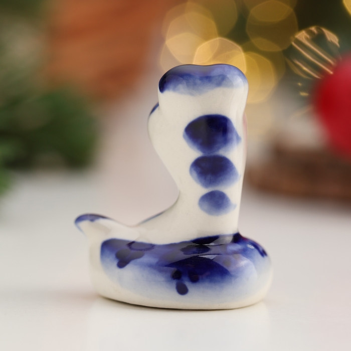 Новый год. Сувенир символ года  Новый год. Сувенир символ года "Змея Пупс", вид 2, гжель, 4 см