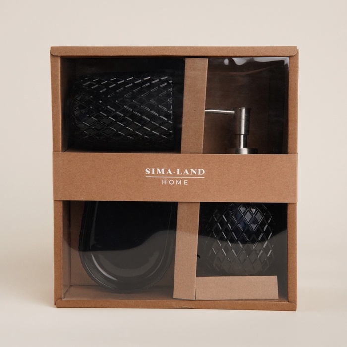 Аксессуары для ванной SL Home, 3 предмета: дозатор, мыльница, стакан Аксессуары для ванной SL Home, 3 предмета: дозатор, мыльница, стакан