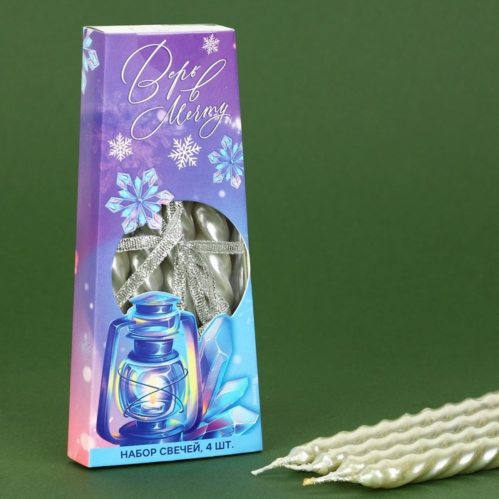 Новогодние свечи витые «Новый год: Поверь в мечту», без аромата, набор 4 шт, высота 15 см Новогодние свечи витые «Новый год: Поверь в мечту», без аромата, набор 4 шт, высота 15 см