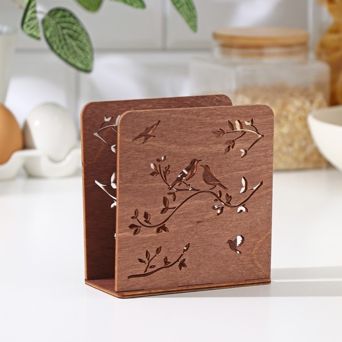 Салфетница деревянная «Весенняя сказка», 12×12×5,5 см, цвет коричневый Салфетница деревянная «Весенняя сказка», 12×12×5,5 см, цвет коричневый