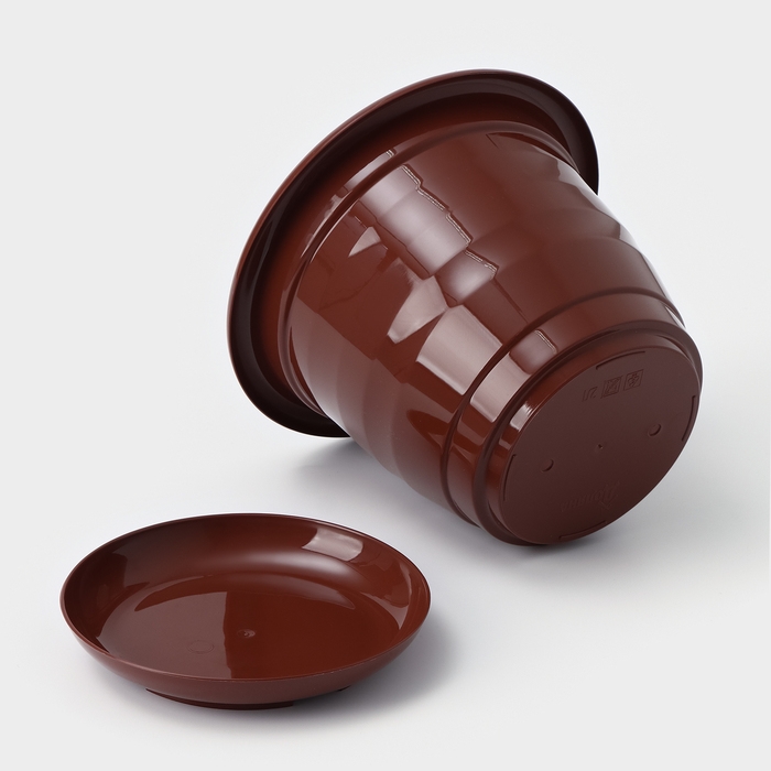 Горшок для цветов с поддоном Доляна «Арена», 2 л, цвет коричневый