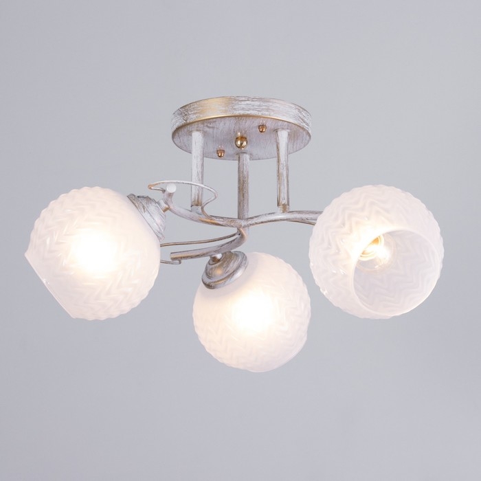 Люстра Люстра "Амелия" 3х60вт Е27 бело золотой 46х46х22см