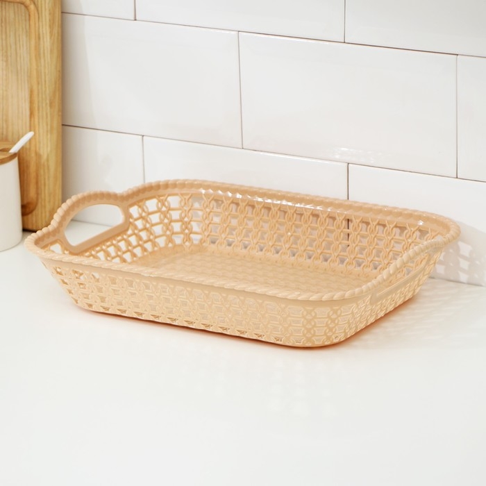 Поднос пластиковый прямоугольный Доляна «Плетение», 32×23×5 см, цвет МИКС Поднос пластиковый прямоугольный Доляна «Плетение», 32×23×5 см, цвет МИКС