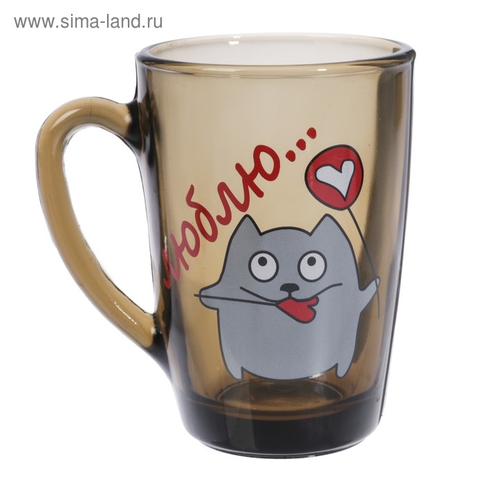 Кружка стеклянная &laquo;Люблю&raquo;, 300 мл, рисунок МИКС