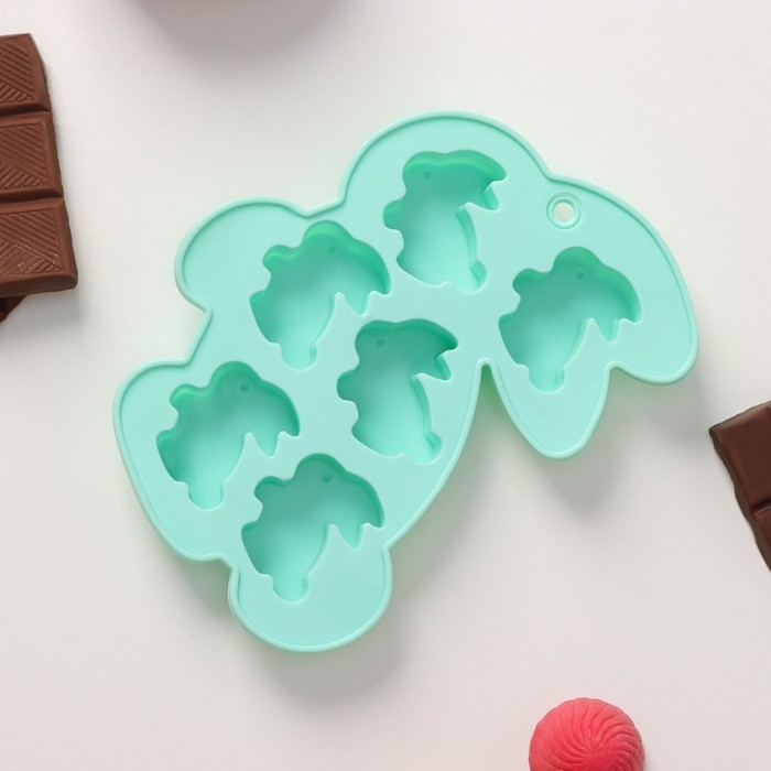 Форма для конфет и шоколада Доляна «Заяц», силикон, 15×11,5 см, 6 ячеек (3,8×3,5 см), цвет мятный Форма для конфет и шоколада Доляна «Заяц», силикон, 15×11,5 см, 6 ячеек (3,8×3,5 см), цвет мятный