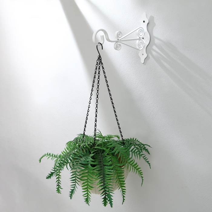 Кронштейн для кашпо кованый, 25 см, металл, белый Кронштейн для кашпо кованый, 25 см, металл, белый