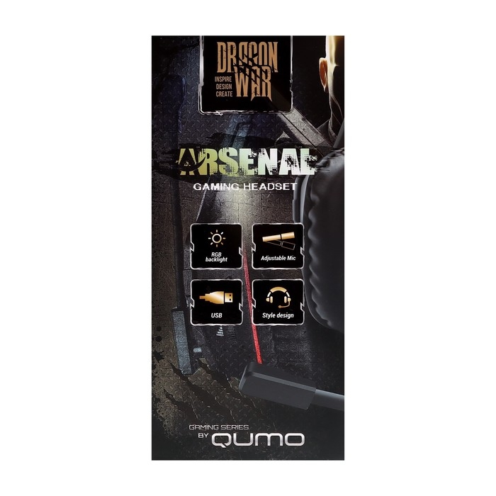 Наушники Qumo Arsenal, игровые, микрофон, USB, 2м, подсветка, чёрные Наушники Qumo Arsenal, игровые, микрофон, USB, 2м, подсветка, чёрные