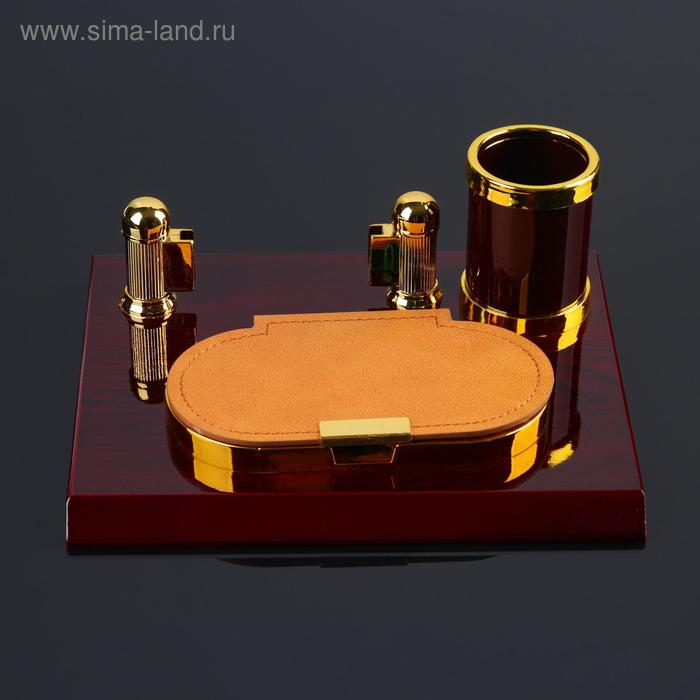 Набор настольный 3в1 с визитницей, красное дерево Набор настольный 3в1 с визитницей, красное дерево