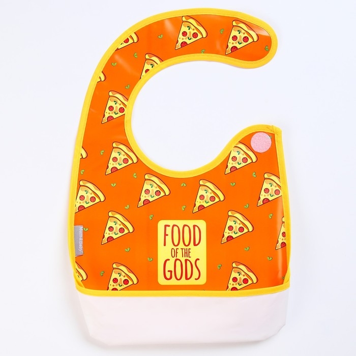 Нагрудник для кормления «Pizza» непромокаемый на липучке, с карманом Нагрудник для кормления «Pizza» непромокаемый на липучке, с карманом