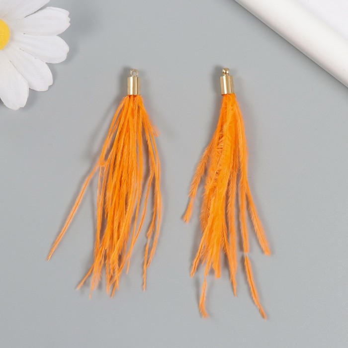 Декор для творчества перо Декор для творчества перо "Кисть Страус" набор 2 шт персик 9х0,5 см