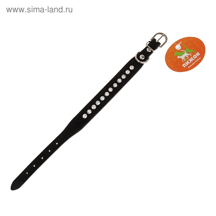 Ошейник  Ошейник "Бархат и стразы", 31 х 1,3/2 см, ОШ 22-28 см, чёрный