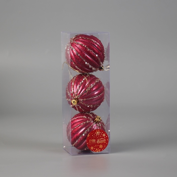 Набор шаров пластик d-8 см, 3 шт Набор шаров пластик d-8 см, 3 шт "Гремул" красный