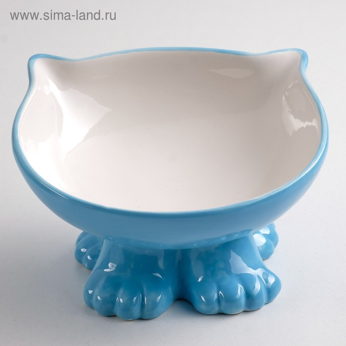 Миска керамическая  Миска керамическая "Киса" на подставке-лапках 200 мл  голубая