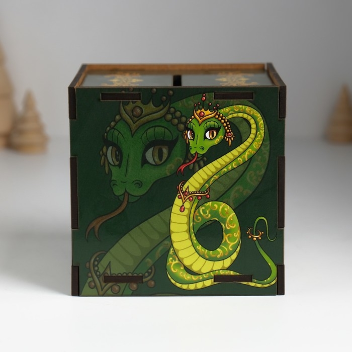 Копилка куб  Копилка куб "Змея. С Новым годом" 10х10х10 см