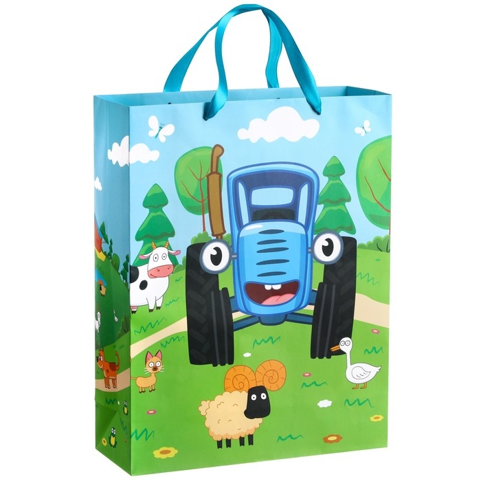 Набор подарочных пакетов, 31х40х11.5 см, Синий трактор Набор подарочных пакетов, 31х40х11.5 см, Синий трактор