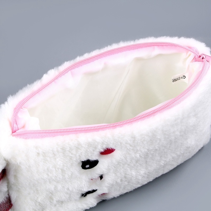 Пенал школьный мягкий «Зайчик», 21 × 13 см, плюш, белый цвет Пенал школьный мягкий «Зайчик», 21 × 13 см, плюш, белый цвет