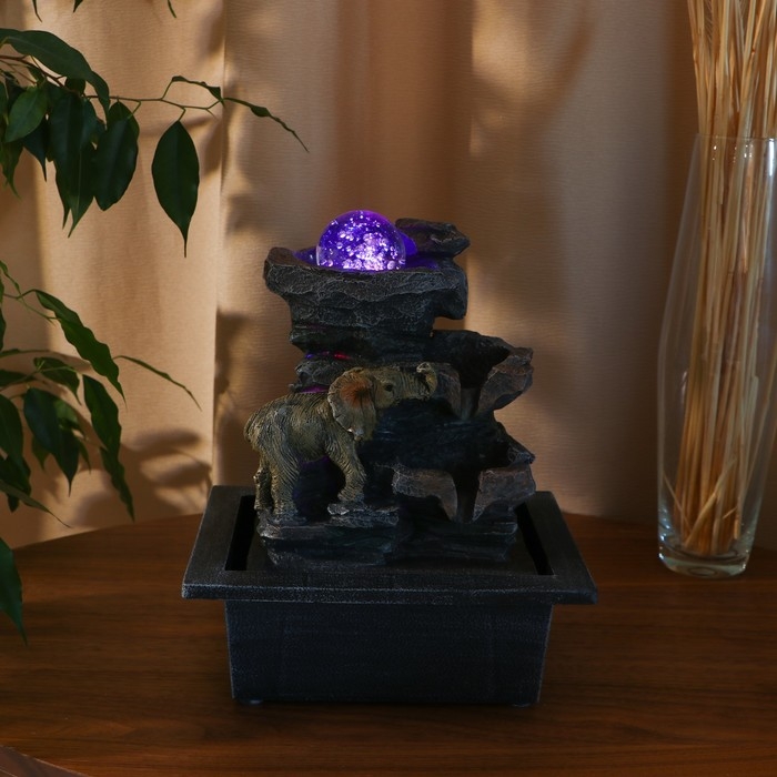 Фонтан Фонтан "Слоник на скале" 16х20х26 см (с подсветкой)