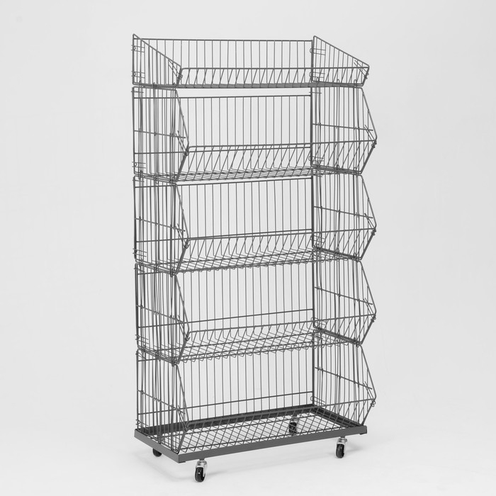 Накопитель разборный на колесах, 5 корзин, 70×43×147, цвет серый Накопитель разборный на колесах, 5 корзин, 70×43×147, цвет серый