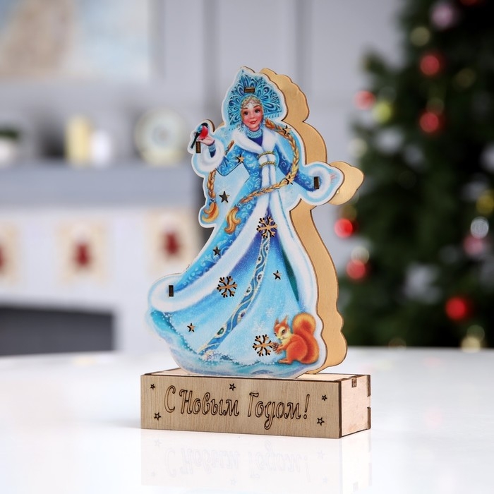 Светодиодная фигура «Снегурочка» 12 × 20 × 4.7 см, дерево, батарейки LR1130х3 (в комплекте), свечение тёплое белое