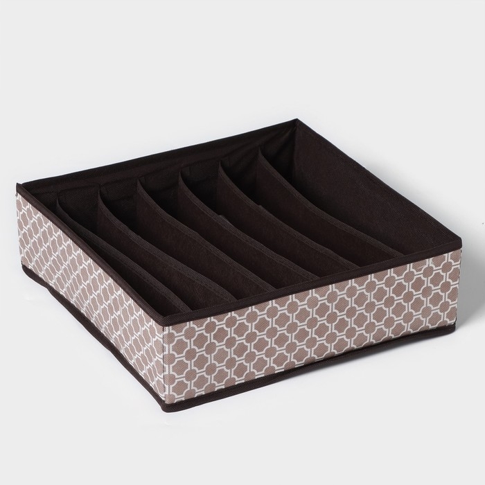 Органайзер для хранения белья Доляна «Браун», 7 ячеек, 34×30,5×10 см, цвет коричневый Органайзер для хранения белья Доляна «Браун», 7 ячеек, 34×30,5×10 см, цвет коричневый