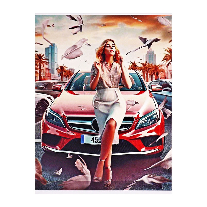 Тетрадь А4 48 листов в клетку Calligrata Тетрадь А4 48 листов в клетку Calligrata "Девушка с машиной. Винтаж", обложка мелованный картон, глянцевая ламинация, блок офсет