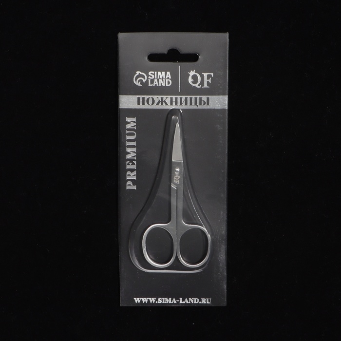 Ножницы маникюрные «Premium», загнутые, широкие, 9 см, на блистере, цвет серебристый