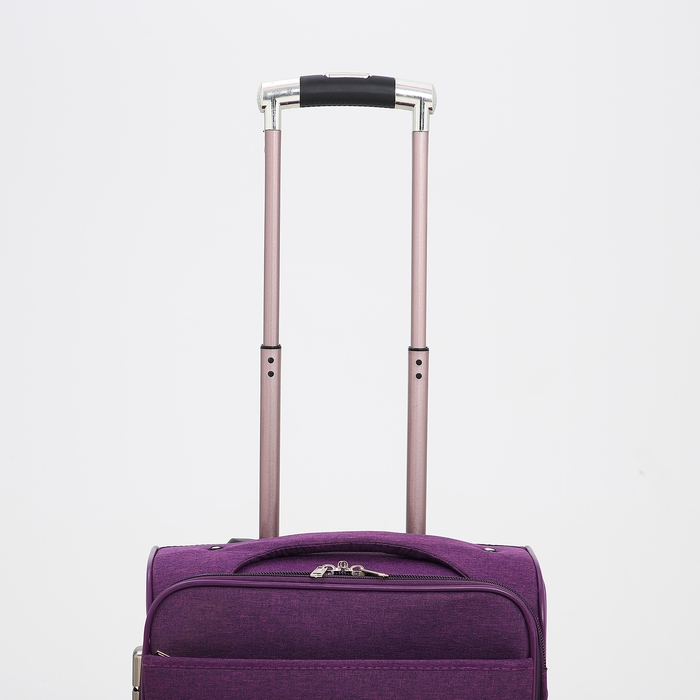Чемодан малый 20 Чемодан малый 20", отдел на молнии, с расширением, кодовый замок, 3 колеса, 2 наружных кармана, цвет фиолетовый