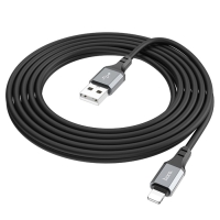 Кабель Hoco X92, Lightning - USB, 2.4 А, 3 м, оплётка силикон, чёрный