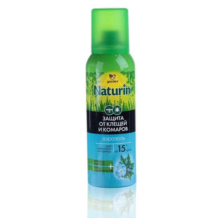 Аэрозоль от клещей и комаров  Аэрозоль от клещей и комаров "Gardex Naturin", флакон, 100 мл