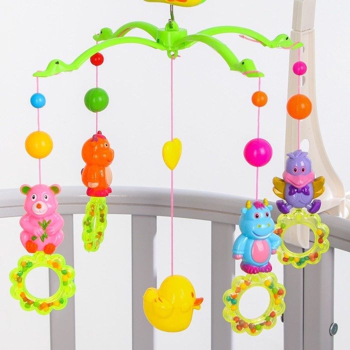 Мобиль музыкальный на кроватку «Домик. Зверятки погремушки №7», заводной, Крошка Я Мобиль музыкальный на кроватку «Домик. Зверятки погремушки №7», заводной, Крошка Я