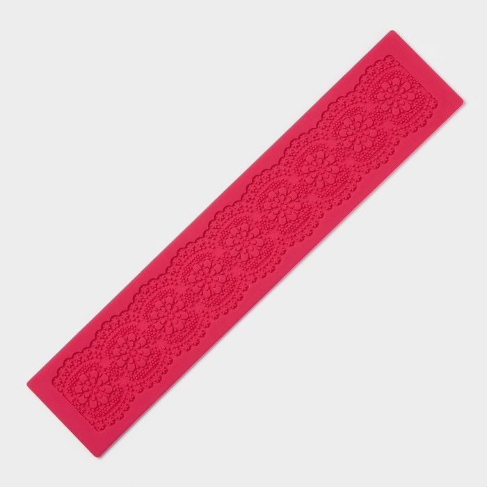 Коврик для айсинга Доляна «Цветочное кружево», силикон, 39,5×8 см, цвет красный Коврик для айсинга Доляна «Цветочное кружево», силикон, 39,5×8 см, цвет красный