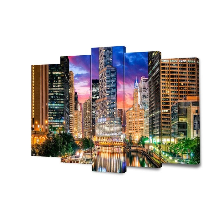 Картина модульная на подрамнике  Картина модульная на подрамнике "Красота мегаполиса" 2-63*25,2-71*25,1-80*25; 125*80 см