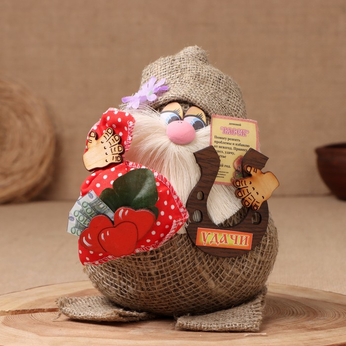 Оберег-домовой Оберег-домовой "Васек на мешковине, с красным мешком ", 26х21х21 см