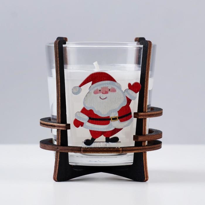 Свеча ароматическая в стакане на подставке  Свеча ароматическая в стакане на подставке "Дед Мороз", 10х9,5х9 см, мята