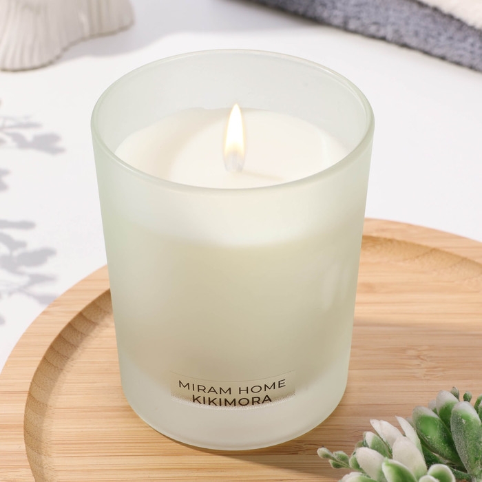 Свеча ароматическая в стекле  Свеча ароматическая в стекле "KIKIMORA", мох, шалфей и соль, 200 г